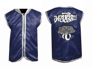 Custom Muay Thai Walk in Jacket / Cornerman Jacket : Navy/Silver